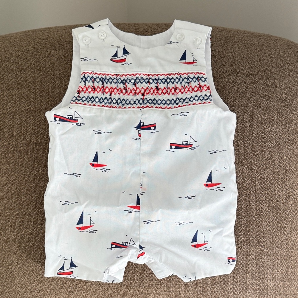 Edgehill Collection White and Red Nautical One Piece